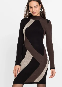 Robe en maille jacquard à rayures modernes