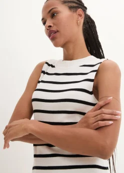 Robe en maille légère, rayée