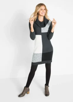 Robe en maille, manches longues, longueur genou