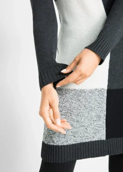 Robe en maille, manches longues, longueur genou