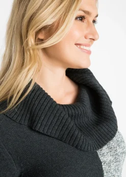 Robe en maille, manches longues, longueur genou