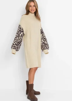Robe en maille oversize avec motif léopard