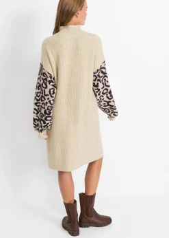 Robe en maille oversize avec motif léopard