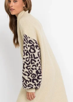 Robe en maille oversize avec motif léopard