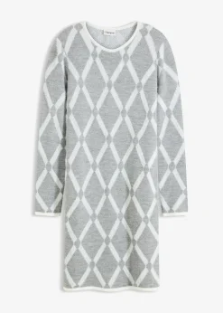 Robe en maille poilue avec motif en losange