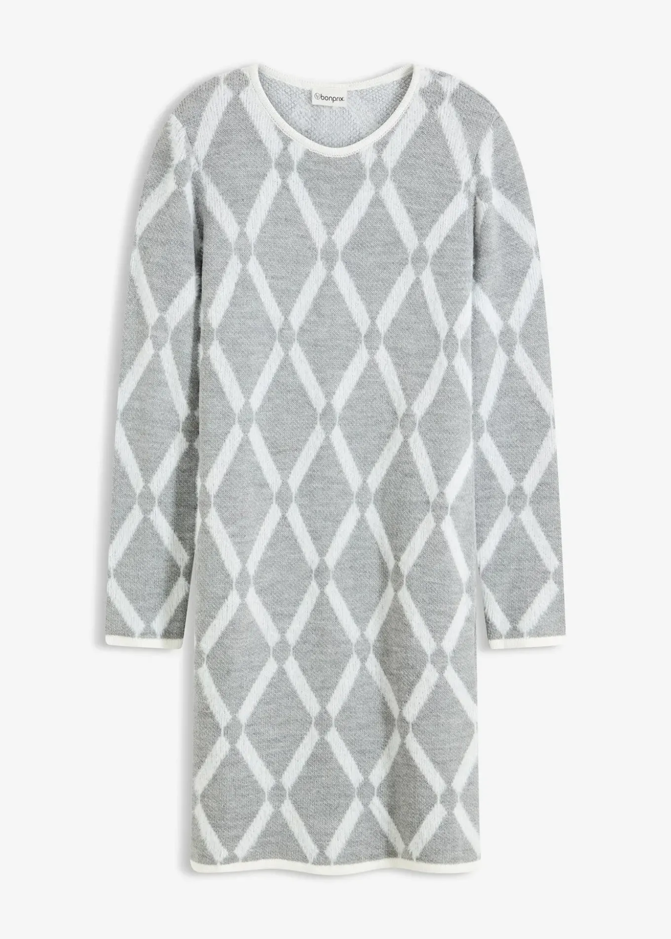 Robe en maille poilue avec motif en losange