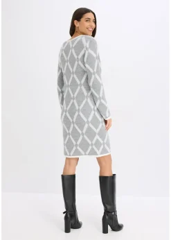 Robe en maille poilue avec motif en losange