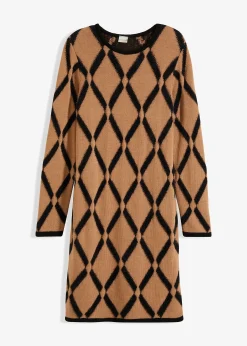 Robe en maille poilue avec motif en losange