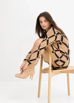 Robe en maille poilue avec motif en losange