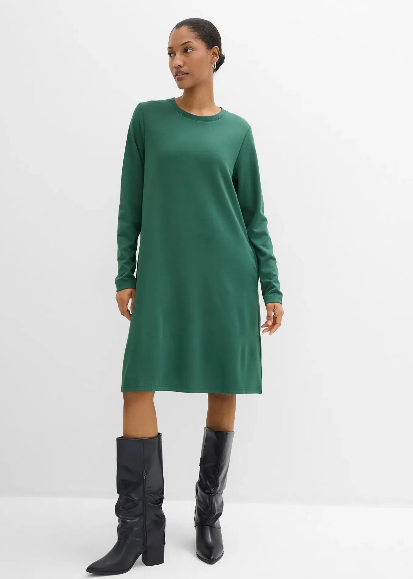 Robe en matière T-shirt, coupe trapèze