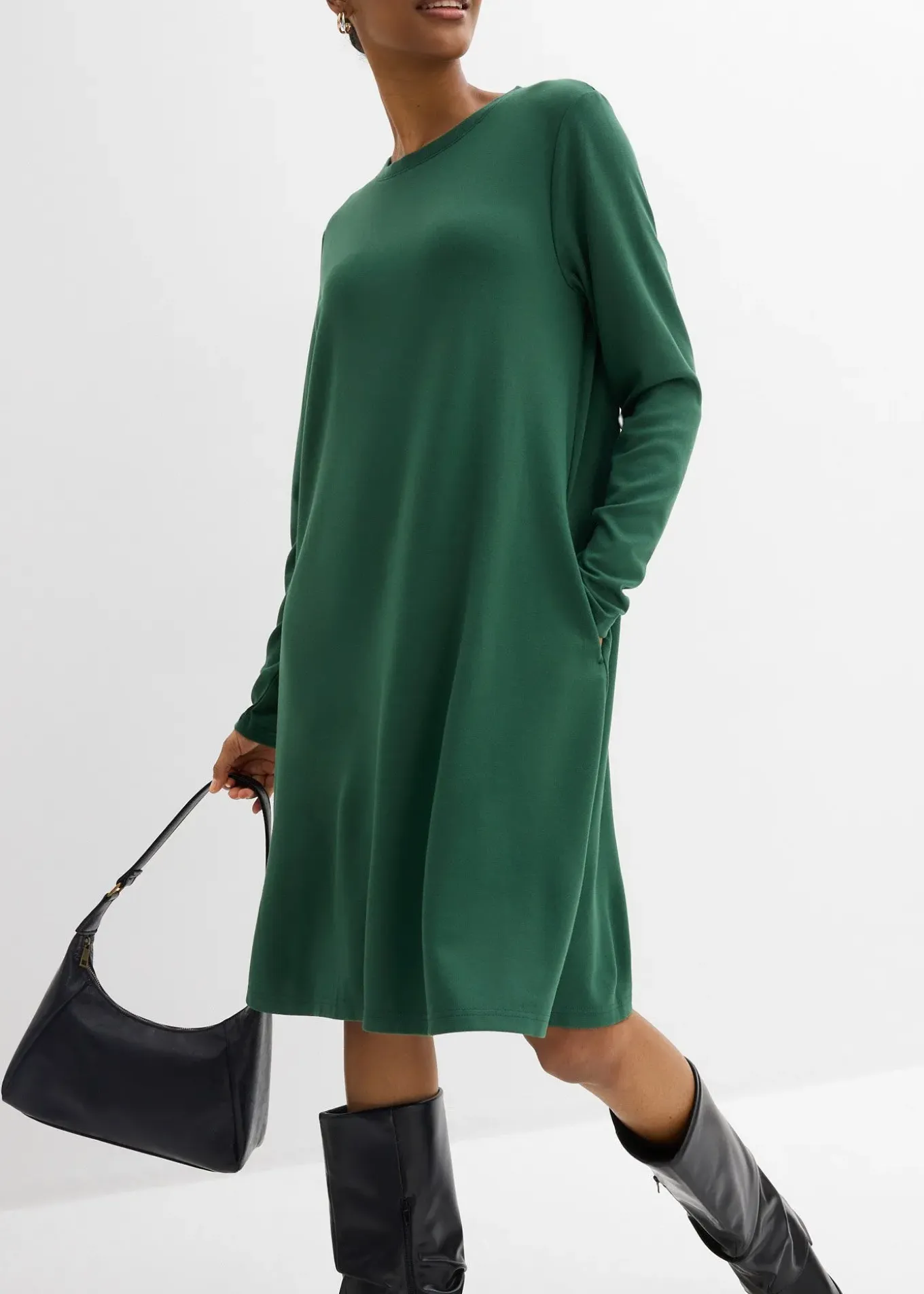 Robe en matière T-shirt, coupe trapèze