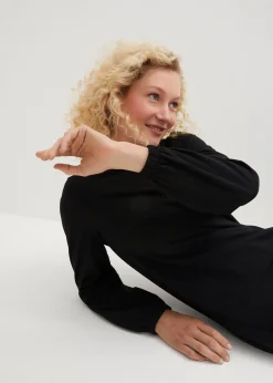 Robe en molleton avec manches ballon et fente