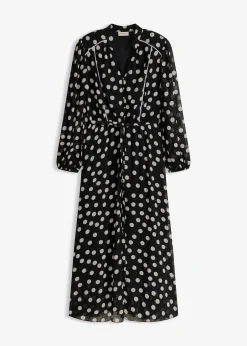 Robe en mousseline à passepoils contrastants