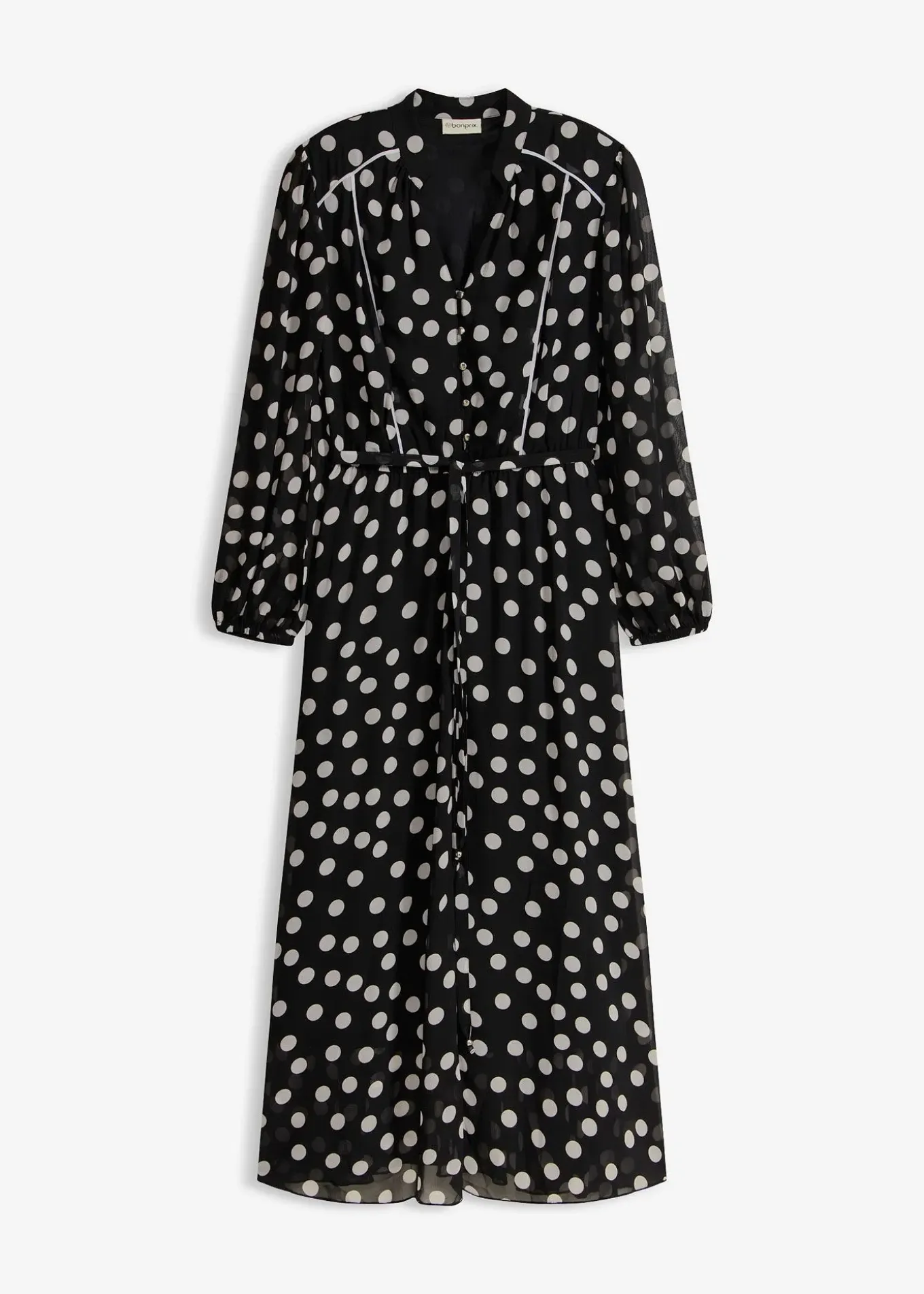 Robe en mousseline à passepoils contrastants