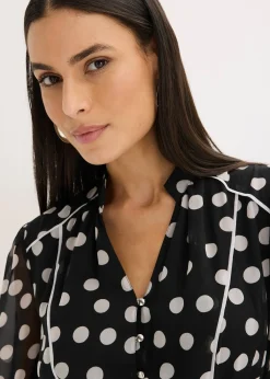 Robe en mousseline à passepoils contrastants