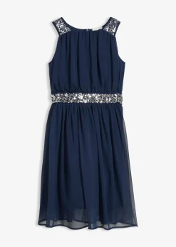 Robe en mousseline avec ceinture ornée de sequins