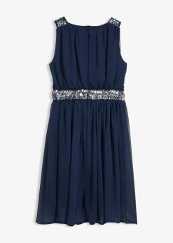 Robe en mousseline avec ceinture ornée de sequins