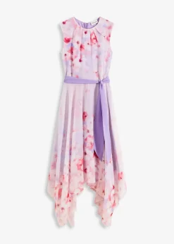 Robe en mousseline avec ceinture à nouer et jupe à pans