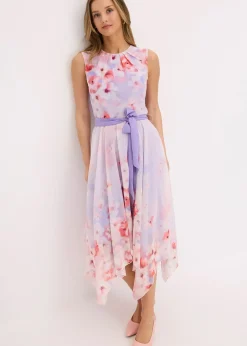 Robe en mousseline avec ceinture à nouer et jupe à pans