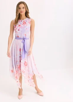 Robe en mousseline avec ceinture à nouer et jupe à pans