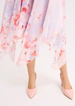 Robe en mousseline avec ceinture à nouer et jupe à pans