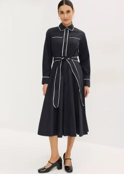 Robe en popeline de coton, sans repassage
