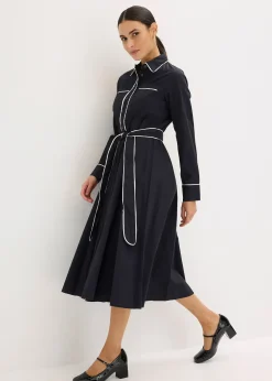 Robe en popeline de coton, sans repassage