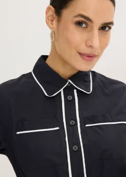 Robe en popeline de coton, sans repassage