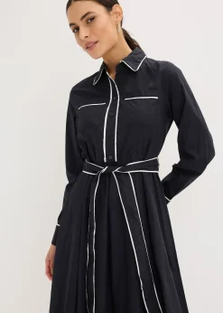 Robe en popeline de coton, sans repassage