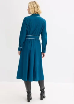 Robe en popeline de coton, sans repassage