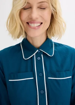 Robe en popeline de coton, sans repassage