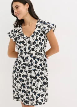 Robe en tissu texturé avec manches papillon