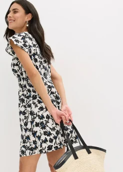 Robe en tissu texturé avec manches papillon