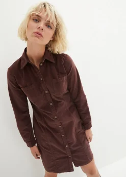 Robe en velours côtelé extensible