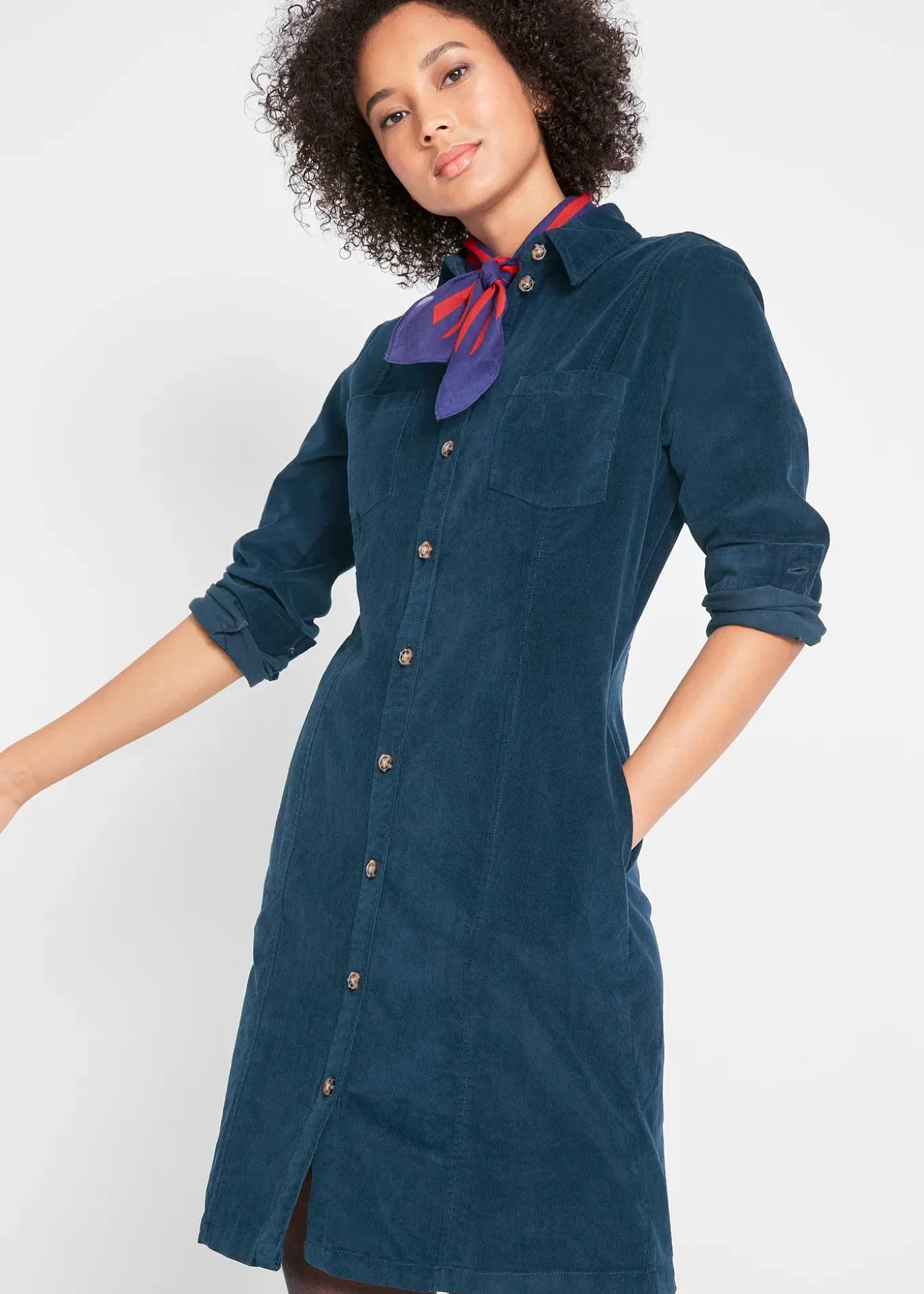 Robe en velours côtelé extensible