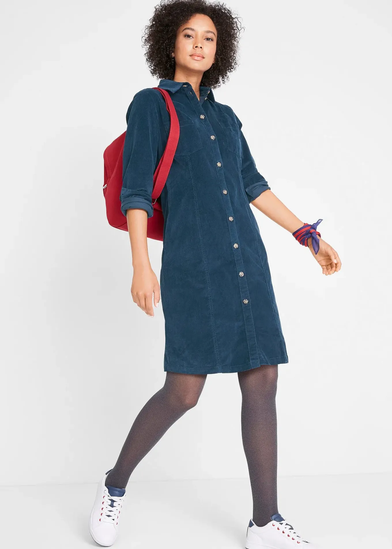 Robe en velours côtelé extensible