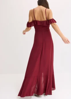 Robe encolure Bardot à volants