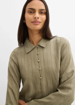 Robe fluide à col chemise boutonné