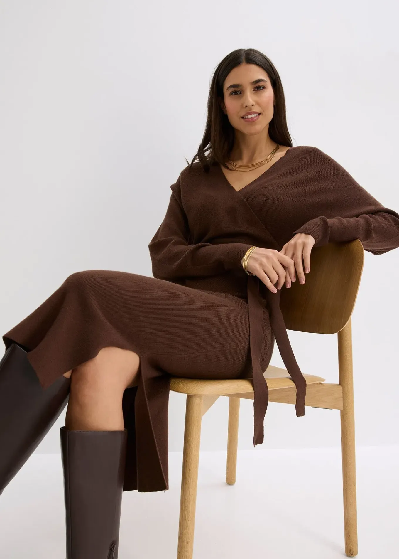 Robe fluide en maille de viscose mélangée