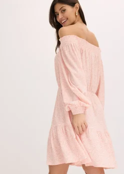 Robe imprimée col Bardot