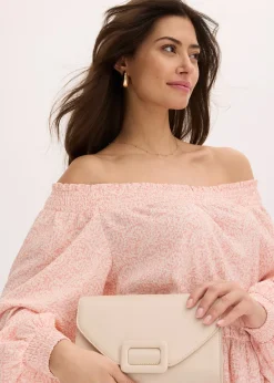 Robe imprimée col Bardot