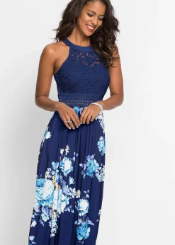 Robe longue à imprimé floral et dentelle