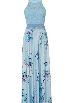 Robe longue à imprimé floral et dentelle