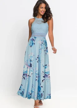 Robe longue à imprimé floral et dentelle