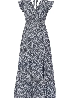 Robe longue à manches papillon