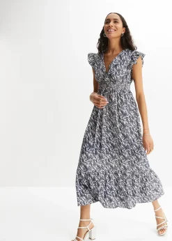 Robe longue à manches papillon