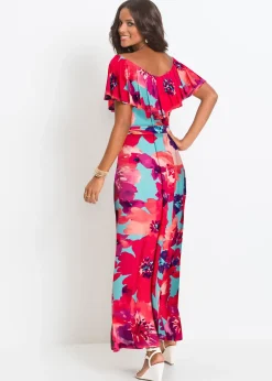 Robe longue à volant et ceinture