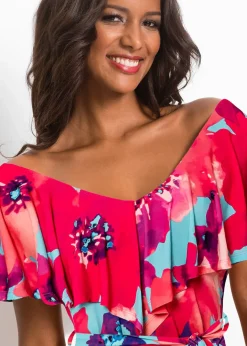 Robe longue à volant et ceinture