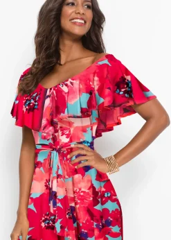 Robe longue à volant et ceinture