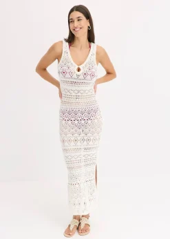 Robe longue aspect crochet